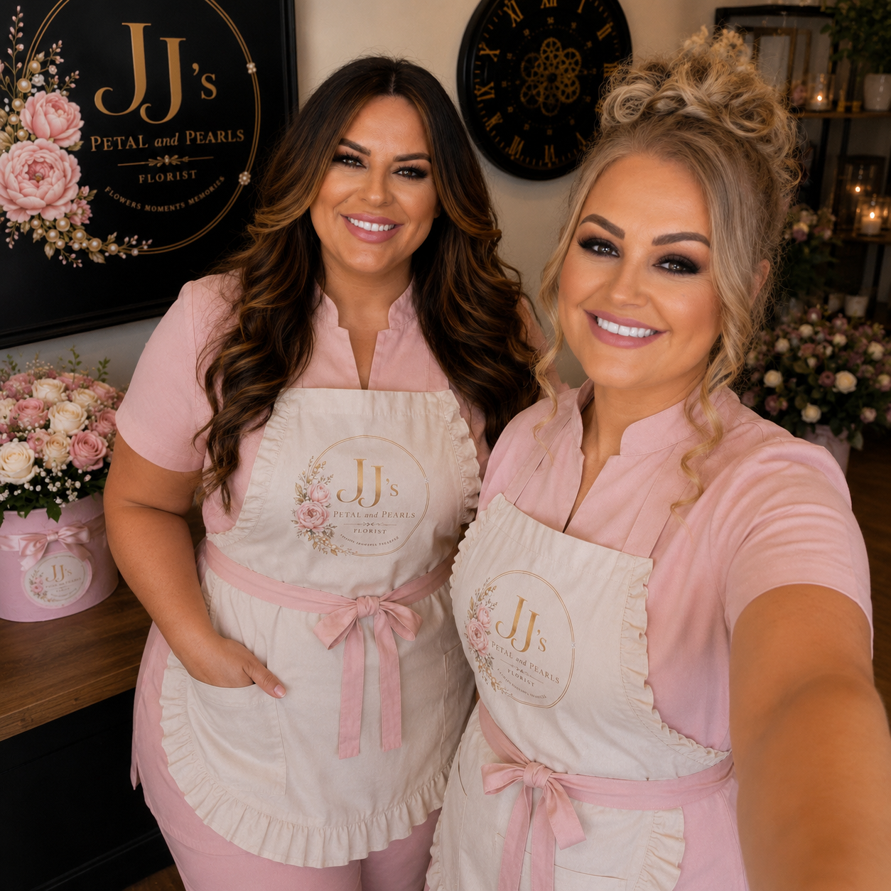 Jess and Jodie, founders of JJ's Petal and Pearls